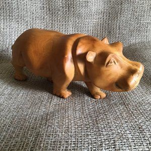 Hippo Hand-Carved Natural Wood Unique Statue
